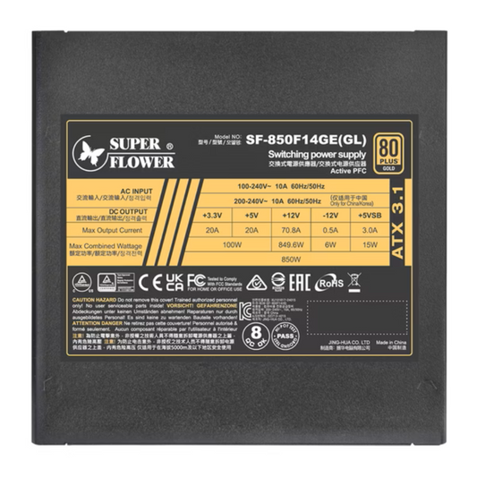 SUPER FLOWER Leadex III Gold Up 850W 80 + Fully Modular ATX 3.1 Power Supply ( 850W ) ( Black )