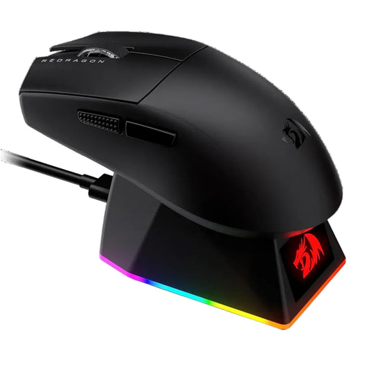 REDRAGON King Ultra M999 Tri-Mode Wireless Ergonomic Gaming Mouse with Magnetic Charging Dock ( 45000DPI / 6 Macro Buttons ) ( Black )