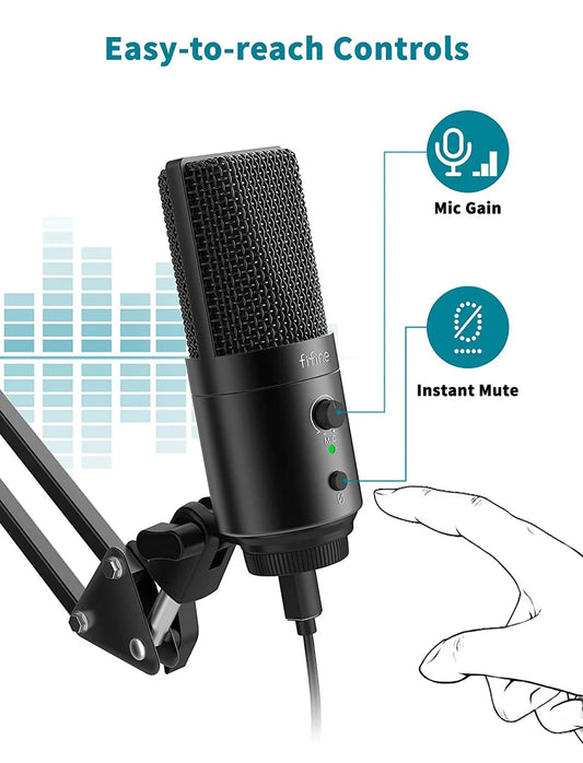 FIFINE K683A USB Type-C Desktop Microphone ( With Tripod Stand )