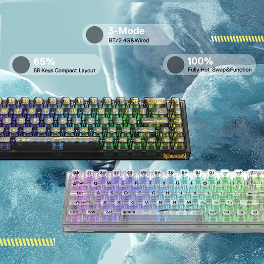 Redragon K631 65% Hot-Swap Mechanical Gaming Keyboard, Grey Color –  Redragonshop