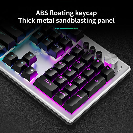 AULA F2028 Full Size RGB Wired Membrane Gaming Keyboard ( Black / Grey ) ( Membrane Switch ) (‎F2028)