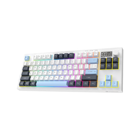 KARNAGE Visage TKL Tri-Mode Mecha-Membrane RGB Wireless Gaming Keyboard ( White / Blue ) ( Mecha-Membrane ) ( WLKM-054-WB )