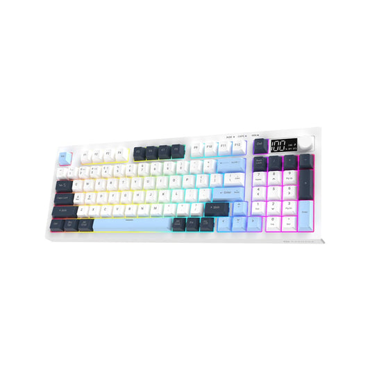 KARNAGE Visage 95 96% Tri-Mode Mecha-Membrane RGB Wireless Gaming Keyboard  ( White / Blue ) ( Mecha-Membrane ) ( WLKM-063-WB )