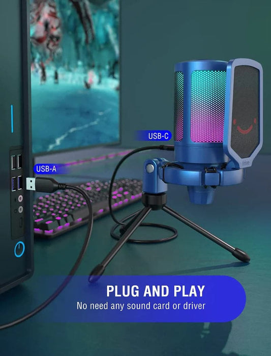 FiFine Ampligame A6V USB Gaming Microphone ( Blue )