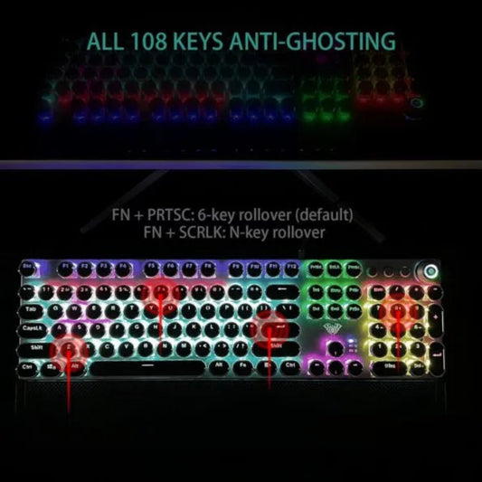 AULA F2088 Full Size Mechanical Wired Gaming Keyboard (Black) Brown Switches (F2088WHB)