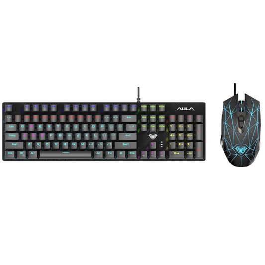 AULA T640 Full Size Wired Mechanical Gaming Keyboard And Mouse Combo ( Black )