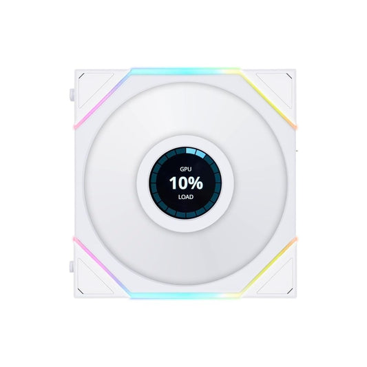 LIAN LI UNI Fan TL LCD Reverse Blade 120mm RGB Cabinet Fan (White) (Triple Pack)