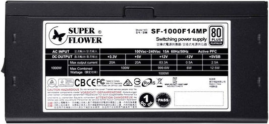 SUPER FLOWER Leadex SE 1000 80 Plus Platinum Fully Modular Power Supply (1000 W)