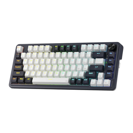 REDRAGON K673 Pro 75% Wireless RGB Mechanical Gaming Keyboard ( Black/White ) ( Red Linear Switch ) 