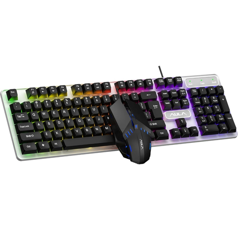 AULA F3061 Full Size Membrane Wired Gaming Keybaord and Mouse Combo ( Black ) ( Membrane Switch )