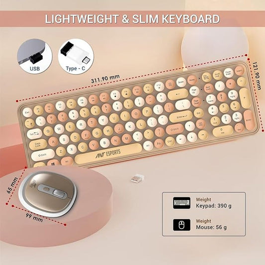 ANT ESPORTS WKM44 Full Size Membrane Wireless Gaming Keyboard and Mouse Combo (Candy Brown) (Membrane Keyboard) (WKM44)