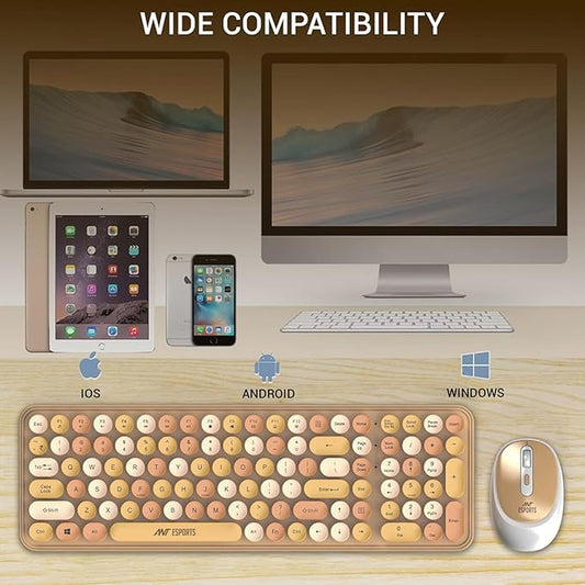 ANT ESPORTS WKM44 Full Size Membrane Wireless Gaming Keyboard and Mouse Combo (Candy Brown) (Membrane Keyboard) (WKM44)