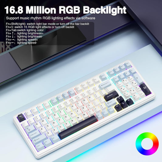 AULA F99 96% Wireless Membrane Gaming Keyboard ( Reaper Switch ) ( Ice Blue ) ( F99IUR )