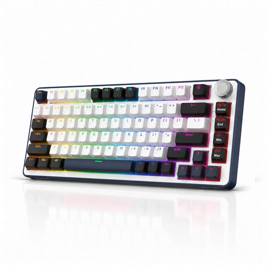 KARNAGE Sentinel 75% Wired Mechanical RGB Wireless Gaming Keyboard ( White / Blue ) ( Red Switches ) ( EVM-WDKM-216-W )