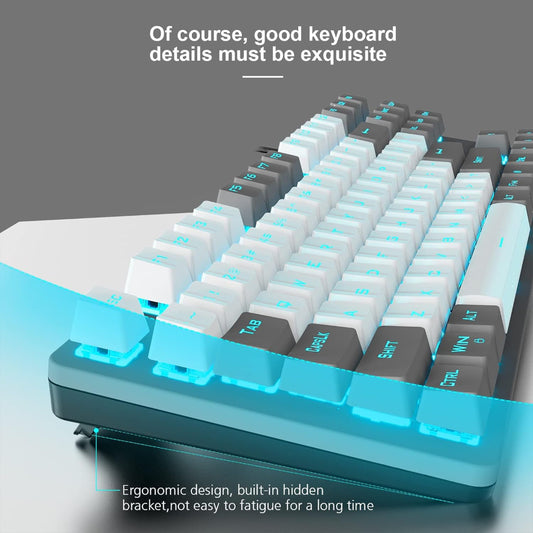 AULA F3287 Tenkeyless Wired Mechanical Gaming Keyboard ( Grey/White ) ( Blue Switch ) ( F3287GW )