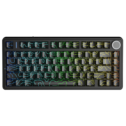 AULA F75 75% Side Engraved Tri Mode Wireless Mechanical Gaming Keyboard ( Black Contour -  Star Vector Switch )