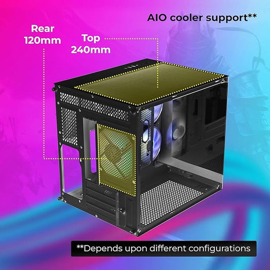 ZEBRONICS Argo Cube TG ARGB Mid Tower Cabinet (Black)