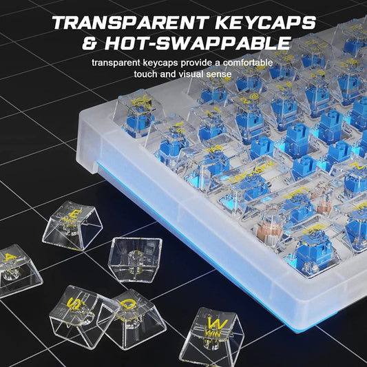 AULA F2183 TKL RGB Wireless Bluetooth Mechanical Gaming Keyboard ( White ) ( Clicky Blue Switch ) (‎F2183)