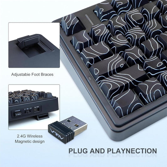 AULA F75 75% Side Engraved Tri Mode Wireless Mechanical Gaming Keyboard ( Black Contour -  Star Vector Switch )