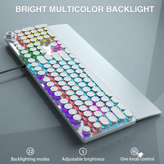 AULA F2088W Full Size Wired Mechanical Gaming Keyboard ( White ) ( Blue Switch ) ( F2088W )