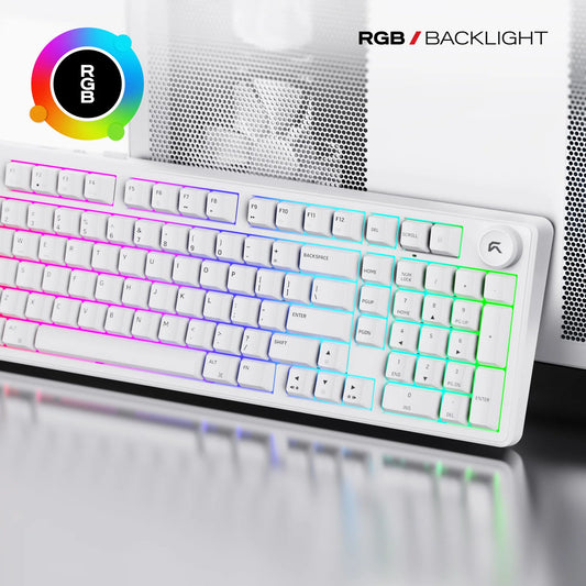 CYBEART Akula 99 Tri Mode Full Size Compact RGB Mechanical Gaming Keyboard ( White ) ( MKI Gen 1 Linear Switch )