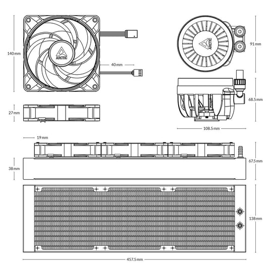 ARCTIC Liquid Freezer III 420mm ARGB CPU Liquid Cooler ( White )