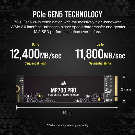 CORSAIR MP700 Pro 1TB M.2 NVMe Gen5 Internal Solid State Drive ( SSD )