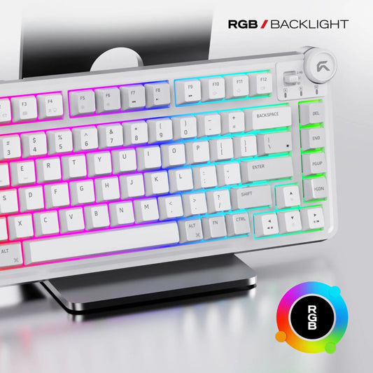 CYBEART Nighthawk 75% TKL Tri Mode RGB Mechanical Wireless Gaming Keyboard ( White ) ( CYBEART MKII Gen 1 Linear Switch )