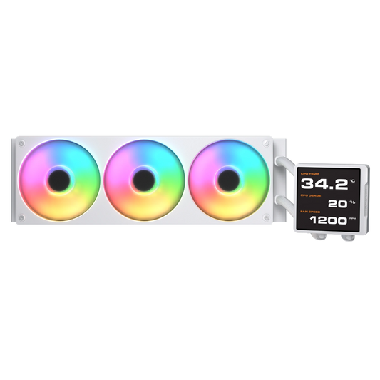 COUGAR Poseiden Vistek Pro ARGB 360mm CPU Liquid Cooler ( With LCD Display ) ( White )