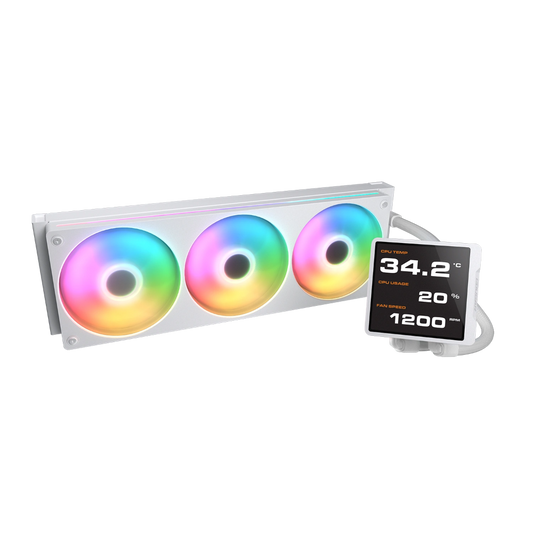 COUGAR Poseiden Vistek Pro ARGB 360mm CPU Liquid Cooler ( With LCD Display ) ( White )