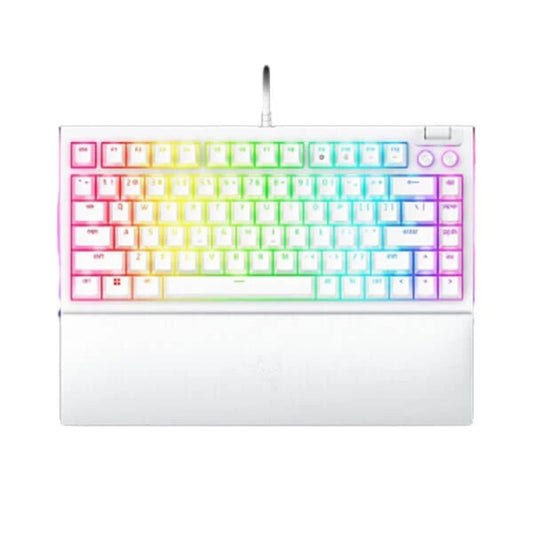 RAZER BlackWidow V4 75% Hot-Swappable Mechanical Wired Gaming Keyboard (White) (Orange Switch) (Tactile Switch)