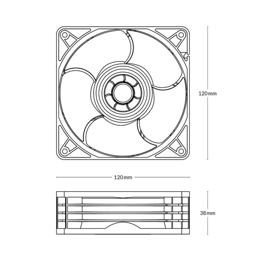 ARCTIC S12038-8K 120mm Non-RGB Server Cabinet Fan ( Black ) ( Single Pack )