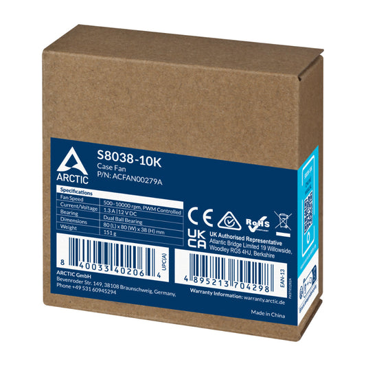 ARCTIC S8038-10K 80mm Non-RGB Server Cabinet Fan ( Black ) ( Single Pack )