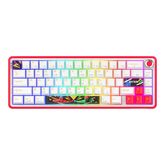 COSMIC BYTE Arcturus 65% Tri-Mode Mechanical RGB Wireless Gaming Keyboard ( White / Red ) ( Outemu Custom Yellow )