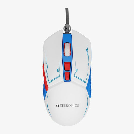 ZEBRONICS Astro Optical RGB Wired Ergonomic Gaming Mouse ( 7200DPI / 7 Macro Button ) ( White ) 