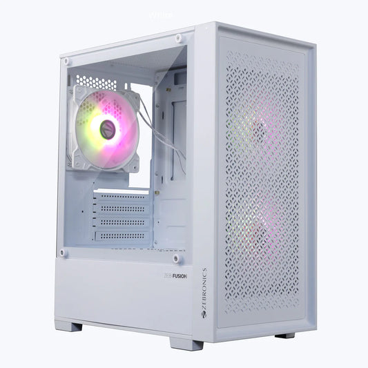 ZEBRONICS Fusion RGB MATX Mini Tower Cabinet ( White )