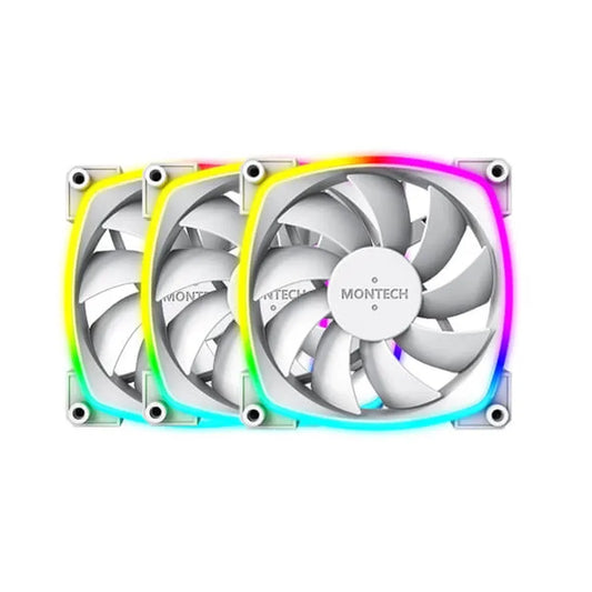 MONTECH AX120 PWM 120mm ARGB Cabinet Fan (White) (Triple Pack)