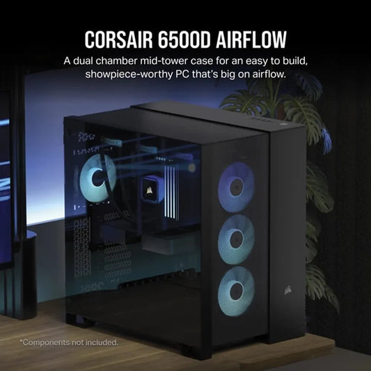 Corsair 6500D Airflow EATX Mid Tower Dual Chamber Cabinet (Black)