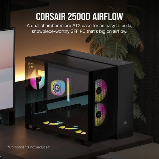 CORSAIR 2500D Airflow MATX Mini Tower Dual Chamber Cabinet (Black)