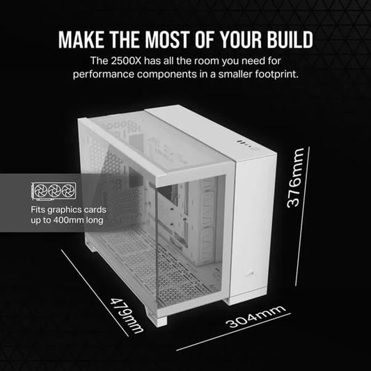 CORSAIR 2500X ATX Mid Tower Dual Chamber Cabinet (White)