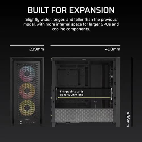 CORSAIR Frame 4000D RS ARGB EATX Mid Tower Cabinet ( Black )