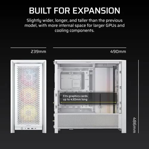 CORSAIR Frame 4000D RS ARGB EATX Mid Tower Cabinet ( White )