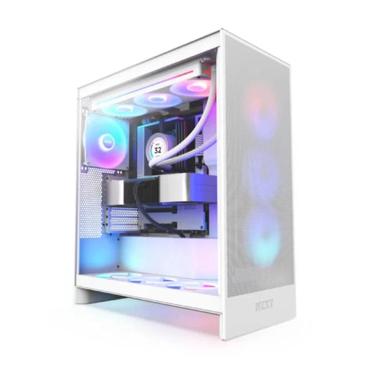 NZXT H7 Flow RGB EATX Mid Tower Cabinet 2024 Edition (White)