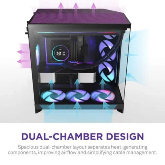 NZXT H9 Flow RGB Plus 2025 Edition EATX Mid Tower Cabinet (Black)