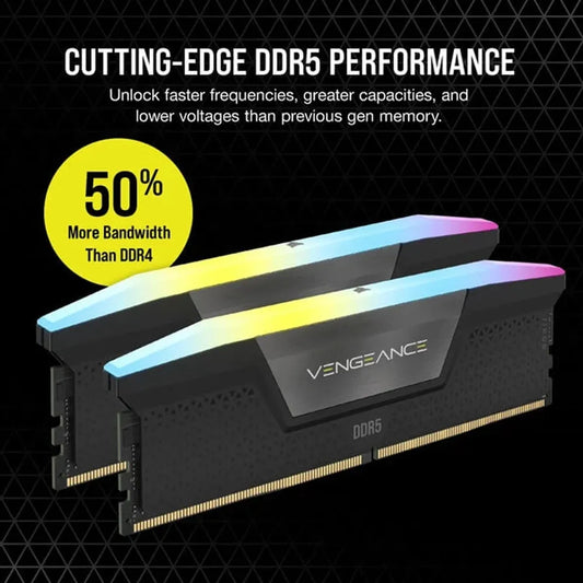 CORSAIR Vengeance RGB 32GB ( 16GB x 2 ) 6000MHz DDR5 Ram (Black)