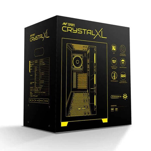 Ant Esports Crystal XL ARGB (ATX) Mid Tower Cabinet (Black)