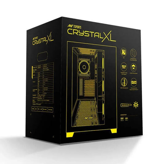Ant Esports Crystal XL (ATX) Mid Tower Cabinet (Black)