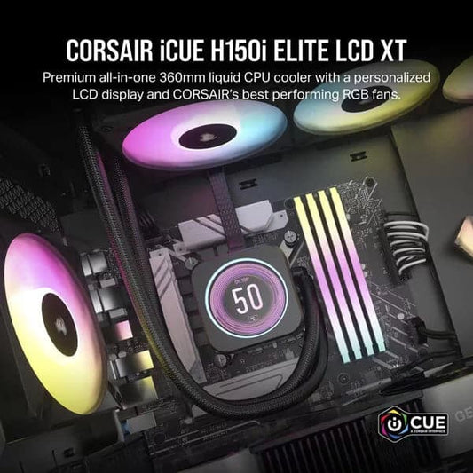 Corsair ICUE H150i Elite LCD XT 360MM RGB CPU Cooler (Black)