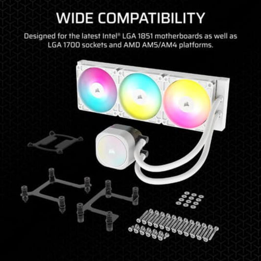 CORSAIR Nautilus RS ARGB 360mm CPU Liquid Cooler (White)