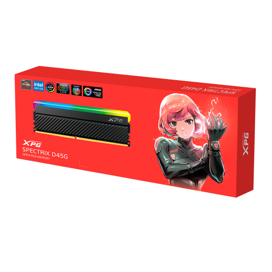 ADATA XPG Spectrix D45G RGB 8GB ( 8GBx1 ) 3200MHz DDR4 RAM ( Black ) ( CL16 )